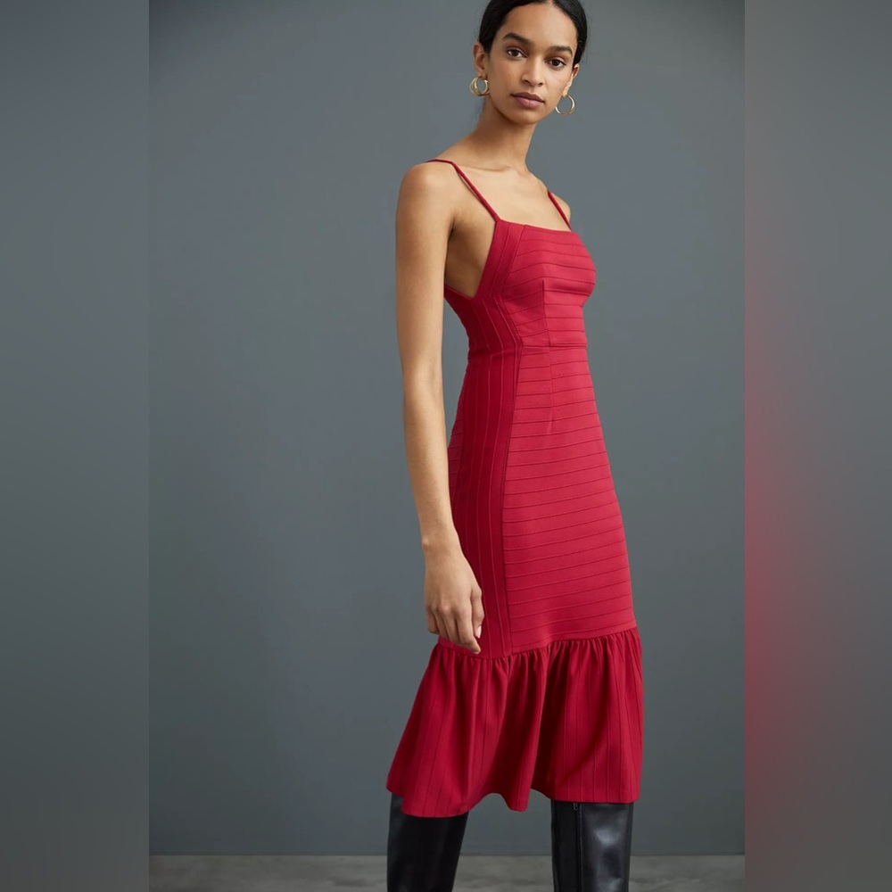Anthropologie Square Neck Slim Midi Dress